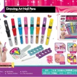 Richtots Premium 8-Piece Drawing Art Nail Pens Set, 3-in-1 DIY Beauty Nail Art Studio with Glittery Decorations, Stickers, and Tools, Non-Toxic Creative Gift for Girls