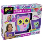 Richtots Premium DIY Magic Sequin Owl Pillow Kit, Reversible Color-Changing Sequin Art Craft, Creative Soft Plush Decor Set for Girls Ages 5+