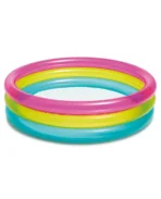 Richtots Premium Intex #57104 Rainbow 3-Ring Sunset Glow Kiddie Pool – 3ft Portable Toddler Splash Pad – Soft Inflatable Floor for Safe Backyard Play