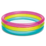 Richtots Premium Intex #57104 Rainbow 3-Ring Sunset Glow Kiddie Pool – 3ft Portable Toddler Splash Pad – Soft Inflatable Floor for Safe Backyard Play