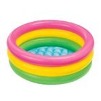 Richtots Premium Intex #57107 Rainbow 3-Ring Sunset Glow Kiddie Pool – 3ft Portable Toddler Splash Pad – Soft Inflatable Floor for Safe Backyard Play