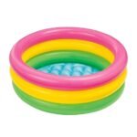 Richtots Premium Intex #57107 Rainbow 3-Ring Sunset Glow Kiddie Pool – 3ft Portable Toddler Splash Pad – Soft Inflatable Floor for Safe Backyard Play