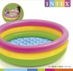 Richtots Premium Intex #57104 Rainbow 3-Ring Sunset Glow Kiddie Pool – 3ft Portable Toddler Splash Pad – Soft Inflatable Floor for Safe Backyard Play - Image 4