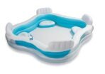 Richtots Premium Intex #56475 Swim Center Family Lounge Pool – 7.5ft x 7.5ft Inflatable Four-Seat Oasis – Built-in Backrests & Cup Holders for Ultimate Backyard Relaxation