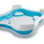 Richtots Premium Intex #56475 Swim Center Family Lounge Pool – 7.5ft x 7.5ft Inflatable Four-Seat Oasis – Built-in Backrests & Cup Holders for Ultimate Backyard Relaxation