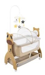 Premium Giraffe-Themed Electric Baby Cot – Automatic Remote Control Rocking Cradle with Mosquito Net
