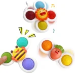 Richtots Premium 3-Piece Suction Cup Spinner Toys – Silicone Sensory Dimple Fidgets for Babies & Toddlers – 2-in-1 Bath & High Chair Toy Set with Bee, Carrot, and Sun Designs - Image 2
