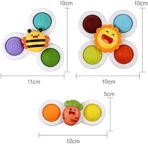 Richtots Premium 3-Piece Suction Cup Spinner Toys – Silicone Sensory Dimple Fidgets for Babies & Toddlers – 2-in-1 Bath & High Chair Toy Set with Bee, Carrot, and Sun Designs - Image 3