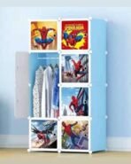 Richtots Premium Multi-Purpose Organizer | 𝐊𝐢𝐝𝐬 𝐏𝐥𝐚𝐬𝐭𝐢𝐜 Modular Storage Rack for Clothes | Space-Saving Collapsible Wardrobe for Clothes【Blue, 8-Shelf-8-Door】(RED Spidey)