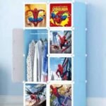 Richtots Premium Multi-Purpose Organizer | 𝐊𝐢𝐝𝐬 𝐏𝐥𝐚𝐬𝐭𝐢𝐜 Modular Storage Rack for Clothes | Space-Saving Collapsible Wardrobe for Clothes【Blue, 8-Shelf-8-Door】(RED Spidey)