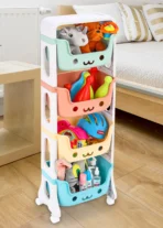 Richtots Premium 4 Tier Kids Storage Drawer Organizer with Wheels - Image 2