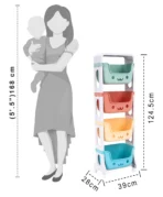 Richtots Premium 4 Tier Kids Storage Drawer Organizer with Wheels - Image 3