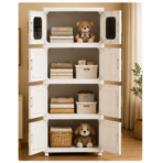 Richtots Premium 4 Door Multipurpose Storage Almirah with Dustproof Cabinet & Wheels - Image 4