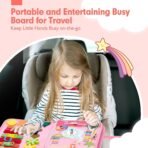 Richtots premium Unicorn Busy Board for Toddlers 1-3, Montessori Toys Toddler Busy Binder with Comprehensive Preschool Educational and Learning Develop Basic Life Skills, Travel Toy Gift for Girls Boys Toddler - Image 4