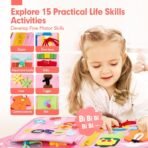 Richtots premium Unicorn Busy Board for Toddlers 1-3, Montessori Toys Toddler Busy Binder with Comprehensive Preschool Educational and Learning Develop Basic Life Skills, Travel Toy Gift for Girls Boys Toddler - Image 7
