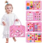 Richtots premium Unicorn Busy Board for Toddlers 1-3, Montessori Toys Toddler Busy Binder with Comprehensive Preschool Educational and Learning Develop Basic Life Skills, Travel Toy Gift for Girls Boys Toddler - Image 9