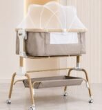 Richtots Premium Metal Baby Cradle with Swing, Height Adjustable, Diaper Table, Storage Basket & Mosquito Net (Model 9018) - Image 2