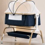 Richtots Premium Metal Baby Cradle with Swing, Height Adjustable, Diaper Table, Storage Basket & Mosquito Net (Model 9018)