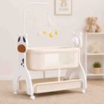 Richtots Premium MSI Toys Wooden Electric Baby Cradle with Remote Control, Bluetooth Music, 5-Speed Swing & Mosquito Net - Image 3