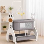 Richtots Premium MSI Toys Wooden Electric Baby Cradle with Remote Control, Bluetooth Music, 5-Speed Swing & Mosquito Net