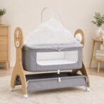 Richtots Premium Wooden Electric Baby Swing Cradle with Remote Control, Bluetooth Connectivity, 5-Speed Swing & Mosquito Net - Image 3