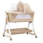 Richtots Premium Metal Baby Cradle with Mosquito Net, Storage Basket & Wheels – Safe, Comfortable & Portable Baby Bassinet - Image 2