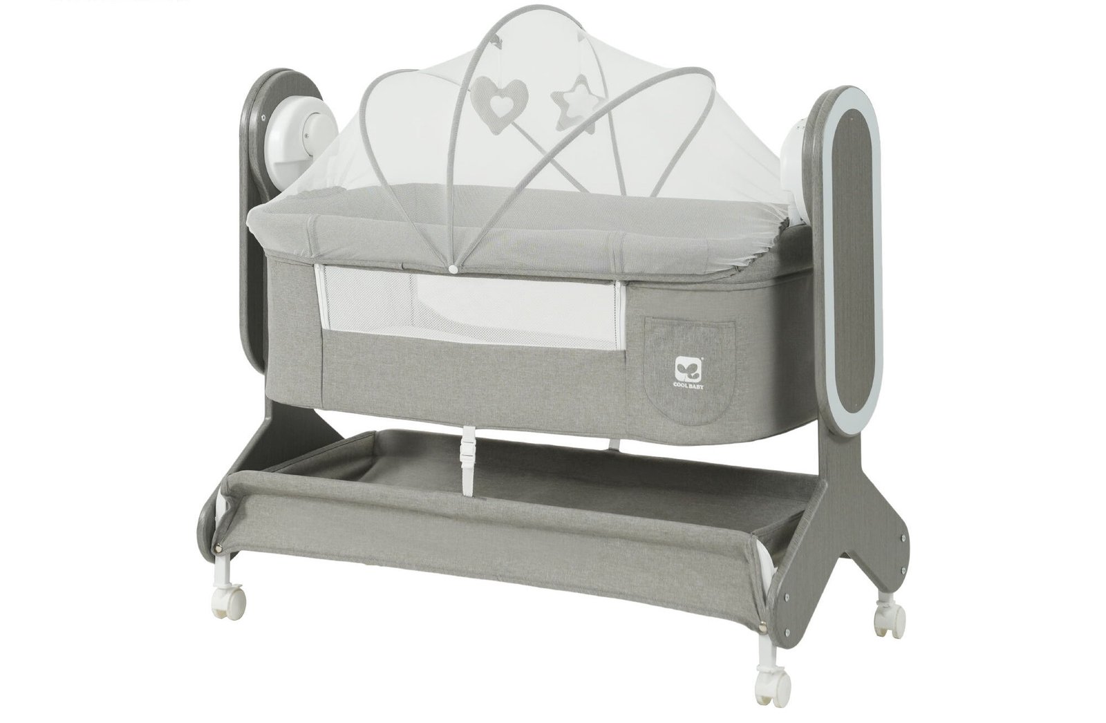 Richtots Premium Wooden Electric Baby Cradle with Remote Control, Bluetooth Music, 5-Speed Swing & Mosquito Net – Bedside Sleeper with Storage Basket - Image 1