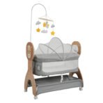 Richtots Premium Wooden Electric Baby Swing Cradle with Remote Control, Bluetooth Connectivity, 5-Speed Swing & Mosquito Net - Image 6