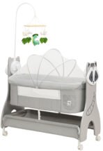 Richtots Premium Wooden Electric Baby Cradle with Remote Control, Bluetooth Music, 5-Speed Swing, Bedside Sleeper & Mosquito Net (Model 1529)