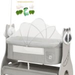 Richtots Premium Wooden Electric Baby Cradle with Remote Control, Bluetooth Music, 5-Speed Swing, Bedside Sleeper & Mosquito Net (Model 1529)