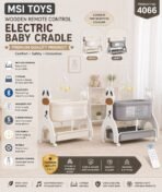 Richtots Premium MSI Toys Wooden Electric Baby Cradle with Remote Control, Bluetooth Music, 5-Speed Swing & Mosquito Net - Image 4