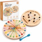 Richtots 2-in-1 Magnetic Chess & Rope Puzzle Wooden Educational Toy for Kids 3+ Years