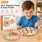 Richtots 2-in-1 Magnetic Chess & Rope Puzzle Wooden Educational Toy for Kids 3+ Years - Image 2