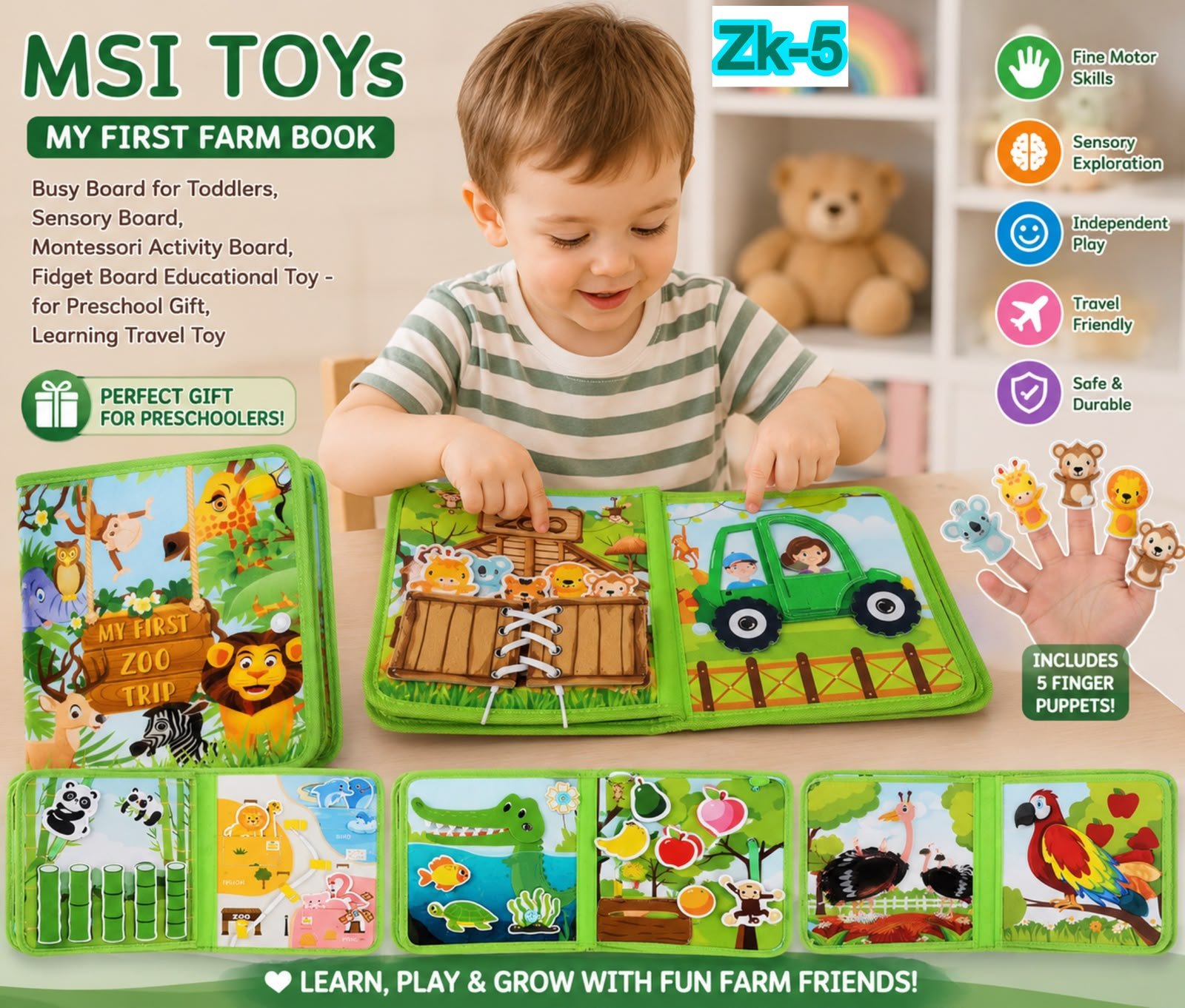 WhatsApp Image 2026-07-02 at 4.31.27 PM Richtots Premium Busy Book for Toddlers 1-3: Busy Board for 1 Year Old Montessori Toys, Quiet Books Toddler Activity Board, Educational Sensory Toys Birthday Gift for Girls Boys, Travel Toy for Toddlers 2-4 Plane Car - Image 1