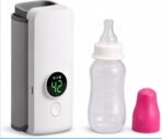 Premium Portable Baby Bottle Warmer with Digital Display, Rechargeable Milk Warmer & Food Heater, Fast Heating & Thawing, BPA-Free, Travel Friendly Bottle Heater for Breast Milk & Formula