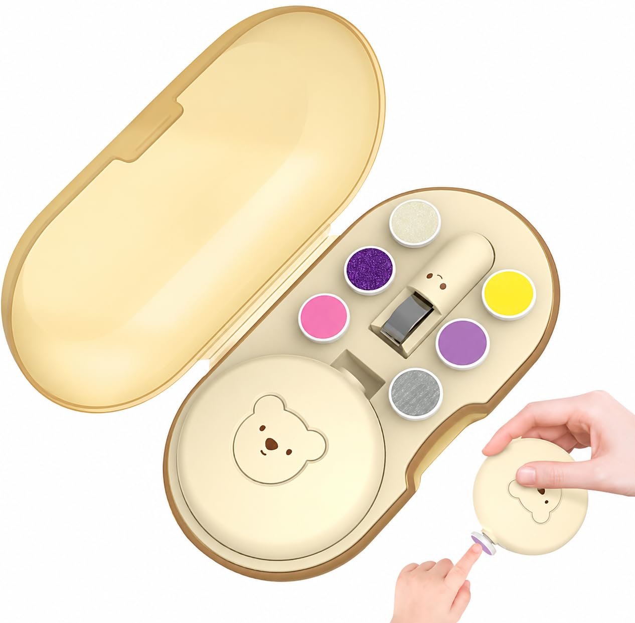 61JZ6VZ4DQL._SL1266_ Premium Child Nail Filer Electric Gentle Care Grinder Clippers Grooming Kit Set Infant Nail Trimmer Electric Care Set Clippers Storage Case Grinding for Tot Kids Adults Toenails Fingernails Home - Image 1