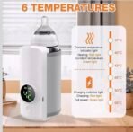Premium Portable Baby Bottle Warmer with Digital Display, Rechargeable Milk Warmer & Food Heater, Fast Heating & Thawing, BPA-Free, Travel Friendly Bottle Heater for Breast Milk & Formula - Image 5