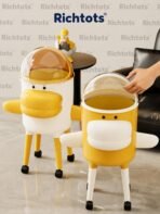 Click to see full view Premium Mobile Duck Waste Bin with Flip Dome Lid & 360° Swivel Wheels – Cute Kawaii Rolling Trash Can with Removable Inner Bucket for Kids Room, Nursery, Bedroom & Home Office Decor - Image 3