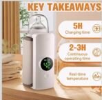 Premium Portable Baby Bottle Warmer with Digital Display, Rechargeable Milk Warmer & Food Heater, Fast Heating & Thawing, BPA-Free, Travel Friendly Bottle Heater for Breast Milk & Formula - Image 3