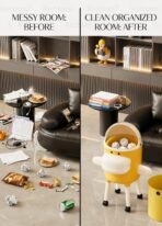 Click to see full view Premium Mobile Duck Waste Bin with Flip Dome Lid & 360° Swivel Wheels – Cute Kawaii Rolling Trash Can with Removable Inner Bucket for Kids Room, Nursery, Bedroom & Home Office Decor - Image 5
